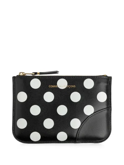 Comme Des Garçons Shirt Small Polka-dot-print Wallet In Black