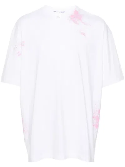 Comme Des Garçons Shirt T-shirt Mit Farbklecks-print In Weiss