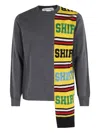 Comme Des Garçons Shirt Stripe-panel Sweater In Gray