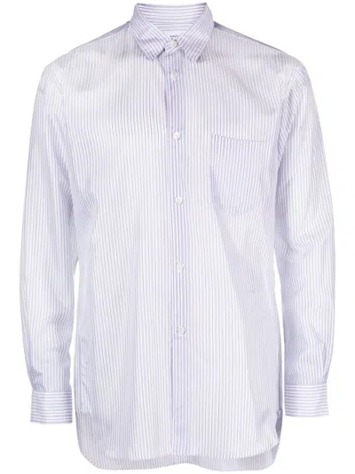 Comme Des Garçons Shirt Striped Button-up Shirt In White