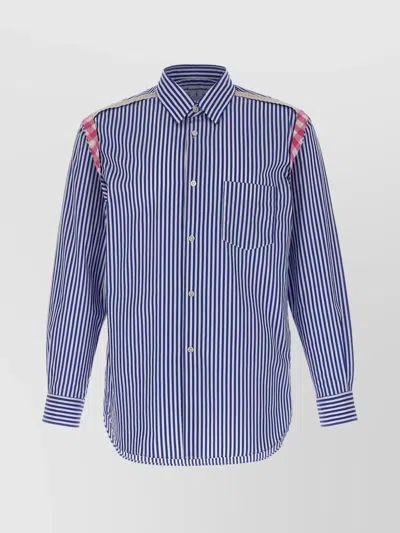 Comme Des Garçons Shirt Striped Collar Button-down In Blue