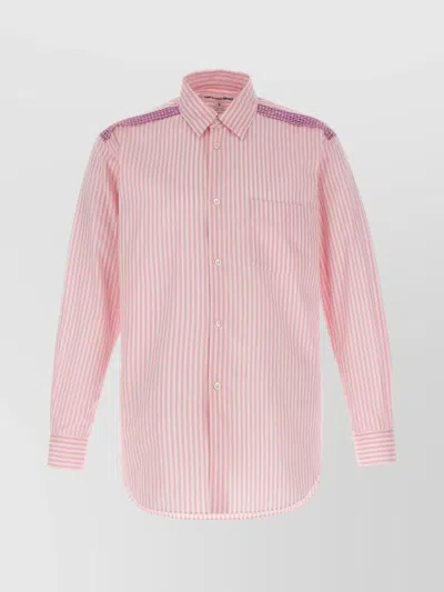 Comme Des Garçons Shirt Striped Collar Button-down In Pink