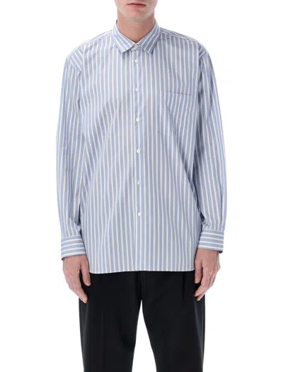 Comme Des Garçons Shirt Striped Cotton Shirt In Blue
