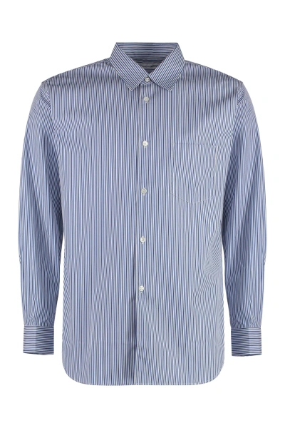 Comme Des Garçons Shirt Striped Cotton Shirt In Light_blue_navy