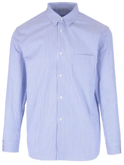 Comme Des Garçons Shirt Striped Cotton Shirt Classic White In Blue