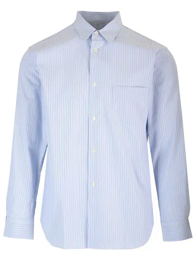 Comme Des Garçons Shirt Striped Cotton Shirt Shirts Light Blue