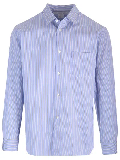 Comme Des Garçons Shirt Striped Cotton Shirt Shirts Light Blue
