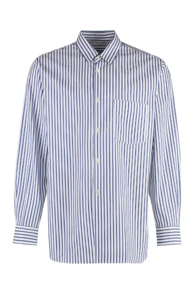 Comme Des Garçons Shirt Striped Cotton Shirt In White