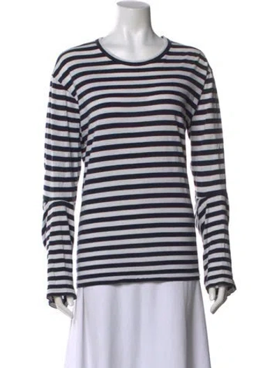 Pre-owned Comme Des Garçons Shirt Striped Crew Neck Top In Blue