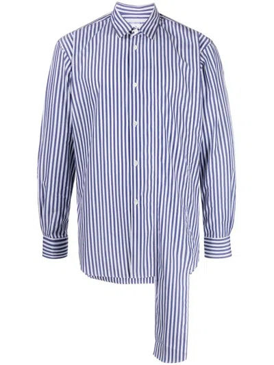Comme Des Garçons Shirt Striped Layered Cotton Shirt In Blue