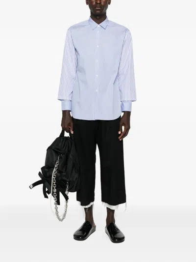 Comme Des Garçons Shirt Striped Layered-sleeve Shirt In Blue