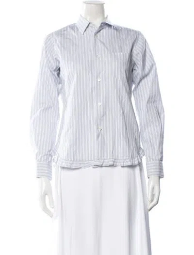Pre-owned Comme Des Garçons Shirt Striped Long Sleeve Button-up Top In Blue