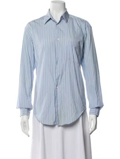 Pre-owned Comme Des Garçons Shirt Striped Long Sleeve Button-up Top In Blue