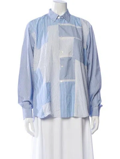 Pre-owned Comme Des Garçons Shirt Striped Long Sleeve Button-up Top In White