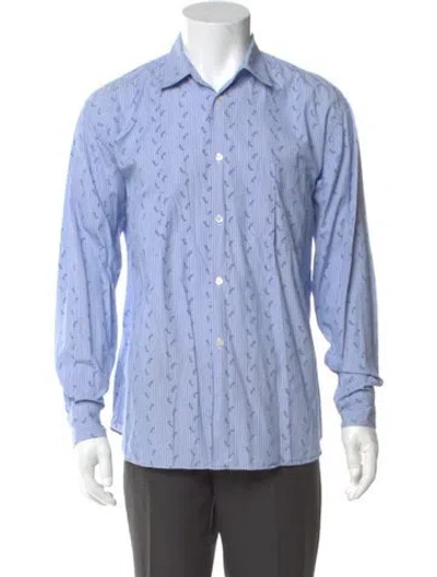 Pre-owned Comme Des Garçons Shirt Striped Long Sleeve Dress Shirt In Blue