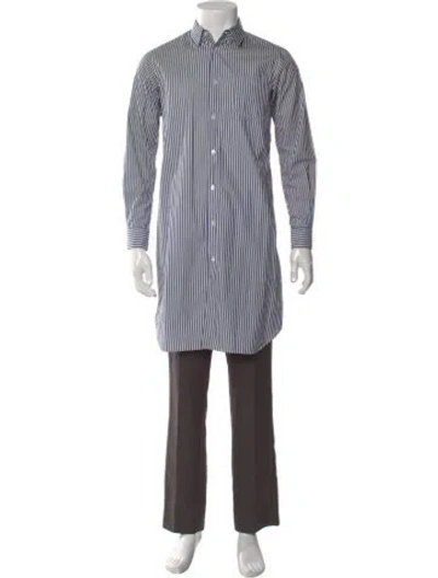 Pre-owned Comme Des Garçons Shirt Striped Long Sleeve Dress Shirt In Blue