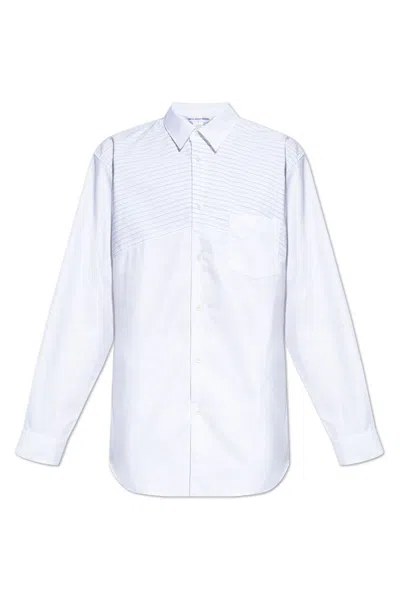 Comme Des Garçons Shirt Striped Poplin Shirt In White