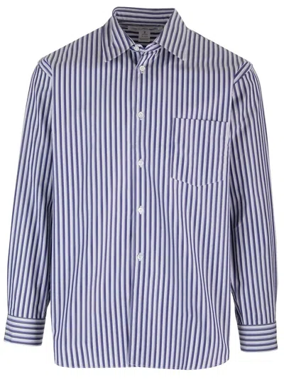 Comme Des Garçons Shirt Striped Shirt With Pocket Classic White In Blue