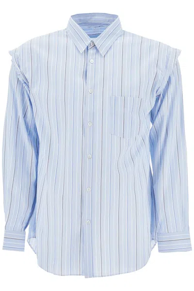 Comme Des Garçons Shirt Striped Shirt With Pocket In Stripe (light Blue)