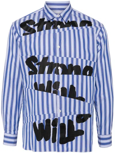 Comme Des Garçons Shirt Strong Will Printed Shirt In Blau