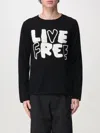 Comme Des Garçons Shirt Wool Crewnewck Sweater With Live Free Embroidery In Schwarz