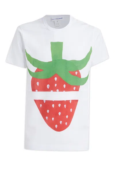 Comme Des Garçons Shirt Strawberry-print Cotton T-shirt In 1