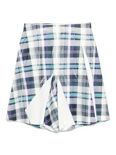 Comme Des Garçons Shirt Tartan Overprint Shorts In White