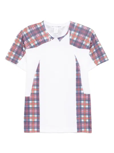 Comme Des Garçons Shirt Tartan Overprint T-shirt In White