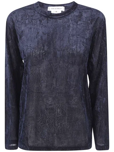 Comme Des Garçons Shirt Thin Roundneck Polyester Mesh Velour Washer In Black