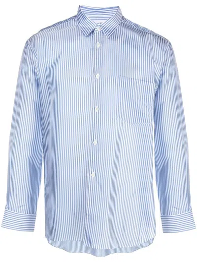 Comme Des Garçons Shirt Vertical Stripe-print Shirt In Blue