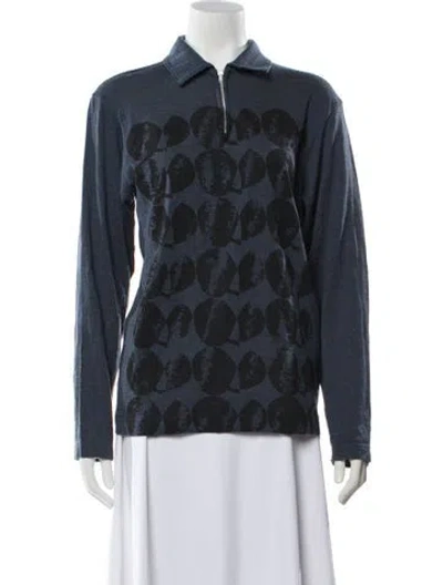 Pre-owned Comme Des Garçons Shirt Vintage Graphic Print Polo In Blue