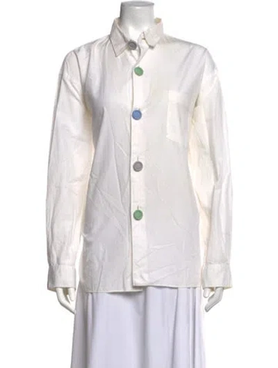 Pre-owned Comme Des Garçons Shirt Vintage Long Sleeve Button-up Top In Neutrals