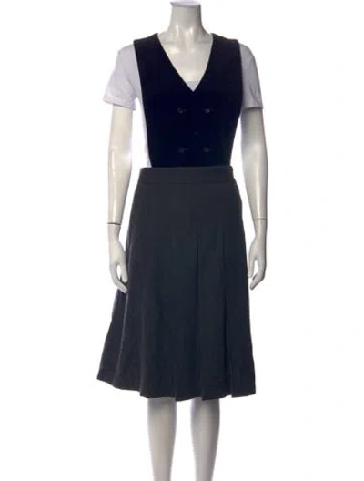 Pre-owned Comme Des Garçons Shirt V-neck Midi Length Dress In Black/blue