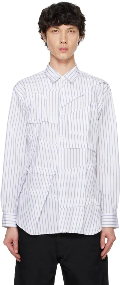 COMME DES GARÇONS SHIRT WHITE & BLUE STRIPED SHIRT 