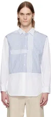 Comme Des Garçons Shirt White & Blue Yarn Dyed Cotton Stripe Poplin Shirt In 1 White/stripe