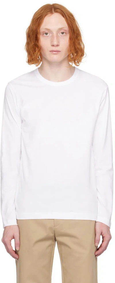 Comme Des Garçons Shirt White Printed Long Sleeve T-shirt In 2 White