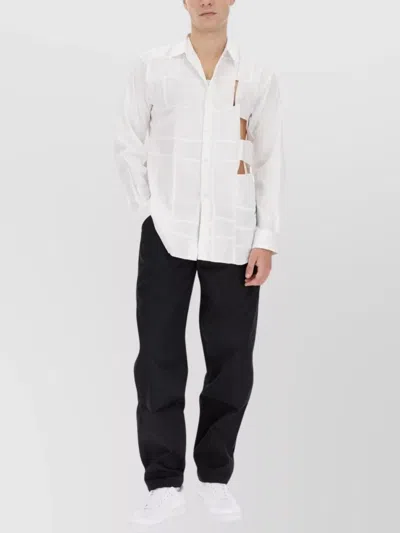 Comme Des Garçons Shirt With Button-down Collar And Cut-out Design In Black