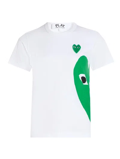 Comme Des Garçons Shirt Women's Half Heart Cotton T-shirt In White