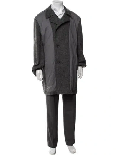 Pre-owned Comme Des Garçons Shirt Wool Colorblock Pattern Coat In Grey