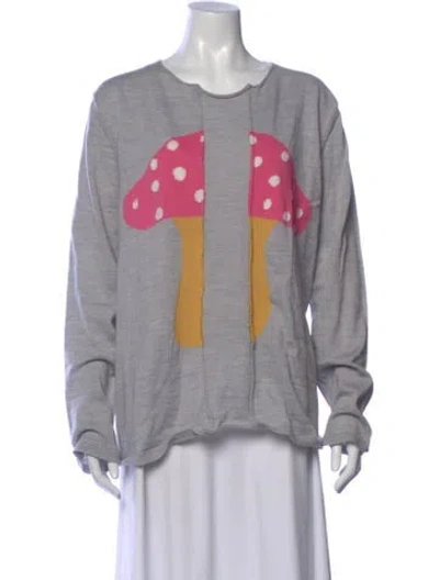 Pre-owned Comme Des Garçons Shirt Wool Graphic Print Sweater In Grey