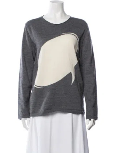 Pre-owned Comme Des Garçons Shirt Wool Graphic Print Sweater In Grey