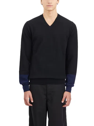 Comme Des Garçons Shirt Wool V Neck Sweater In Black