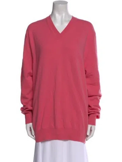 Pre-owned Comme Des Garçons Shirt Wool V-neck Sweater In Pink