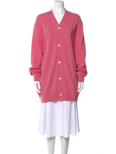 Pre-owned Comme Des Garçons Shirt Wool V-neck Sweater In Pink