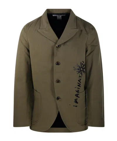 Comme Des Garçons Shirt World Hope Printed Blazer In Green
