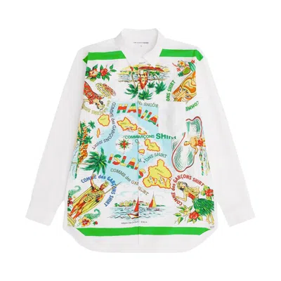 Pre-owned Comme Des Garçons Shirt Woven Shirt 'white/multicolor' | Men's Size M