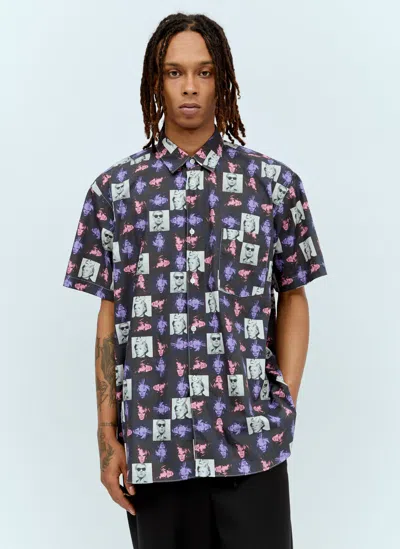 Comme Des Garçons Shirt Andy Warhol Printed Cotton Poplin Shirt In Black