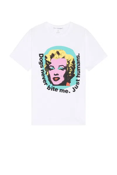 Comme Des Garçons Shirt Andy Warhol Printed Cotton T- Shirt In White