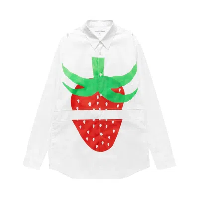 Pre-owned Comme Des Garçons Shirt X Brett Westfall Split Strawberry Long-sleeve Shirt 'white' | Men's Size M