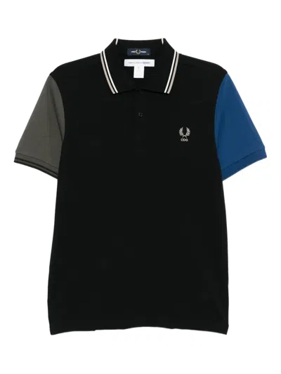 Comme Des Garçons Shirt X Fred Perry Colour-block Short-sleeve Polo Shirt In Black